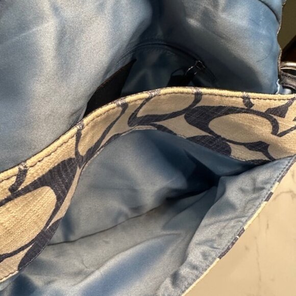 Coach #19623 Signature Legacy Canvas and Leather Messenger Bag Denim & Leather - Picture 9 of 12